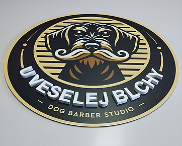 Oznacenie firmy z plastu a kovu